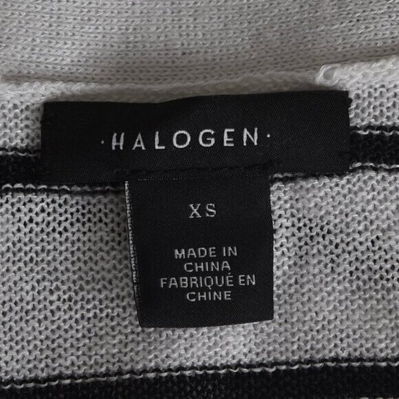 Halogen Linen Blend Long Cardigan Sweater Striped White Black Size XS - Picture 8 of 9